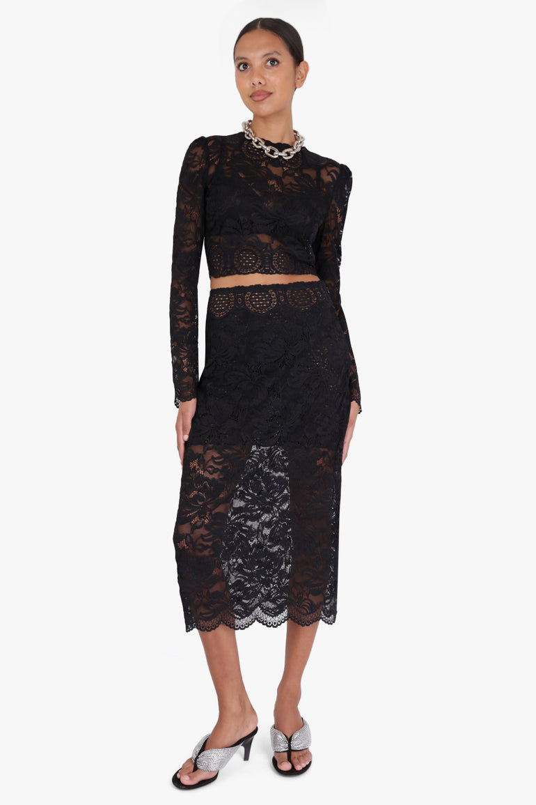 PACO RABANNE RTW Lace Sheer Skirt | Black
