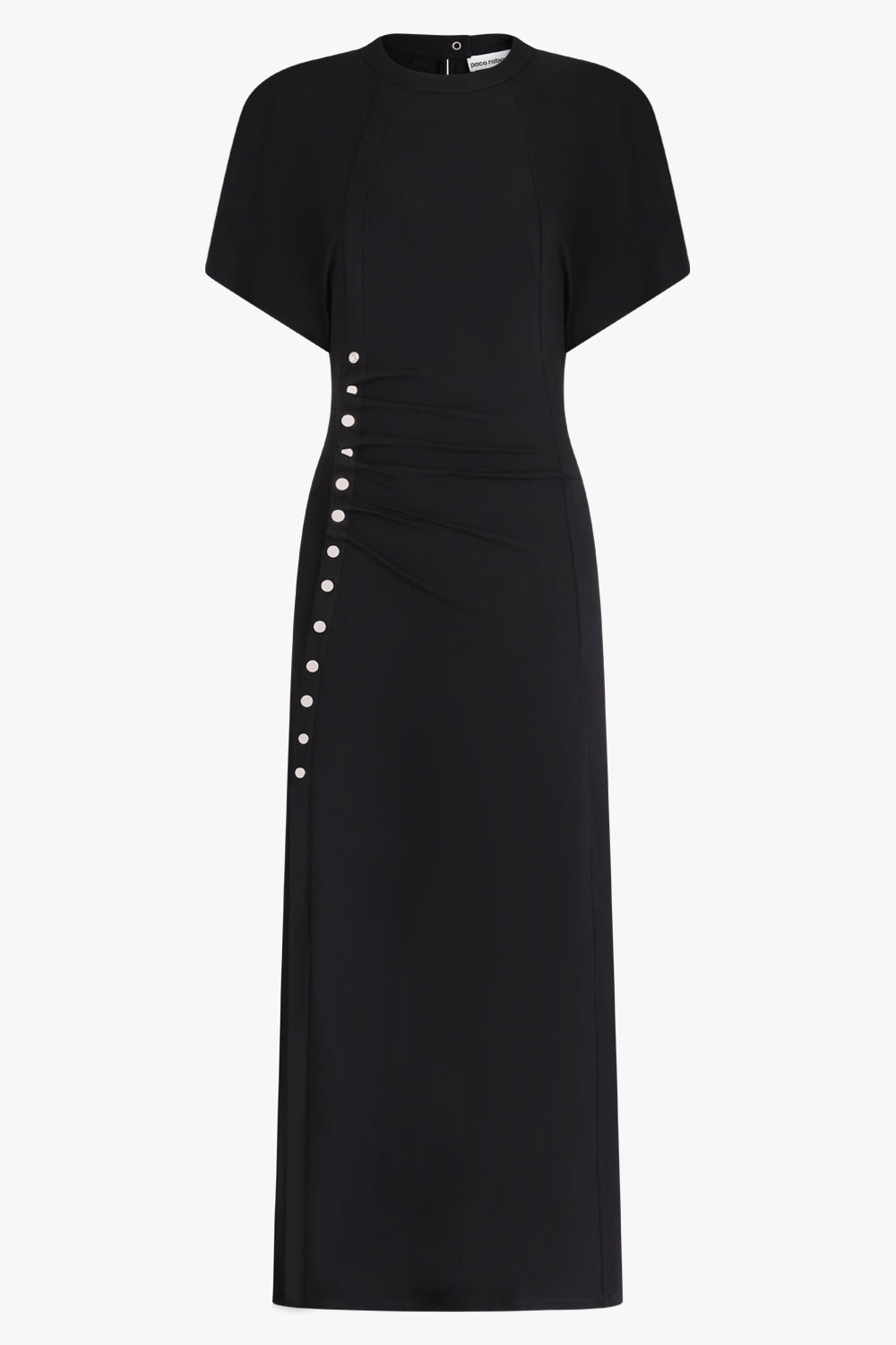 PACO RABANNE RTW Relaxed Sleeve Midi Asymmetric Button Dress | Black