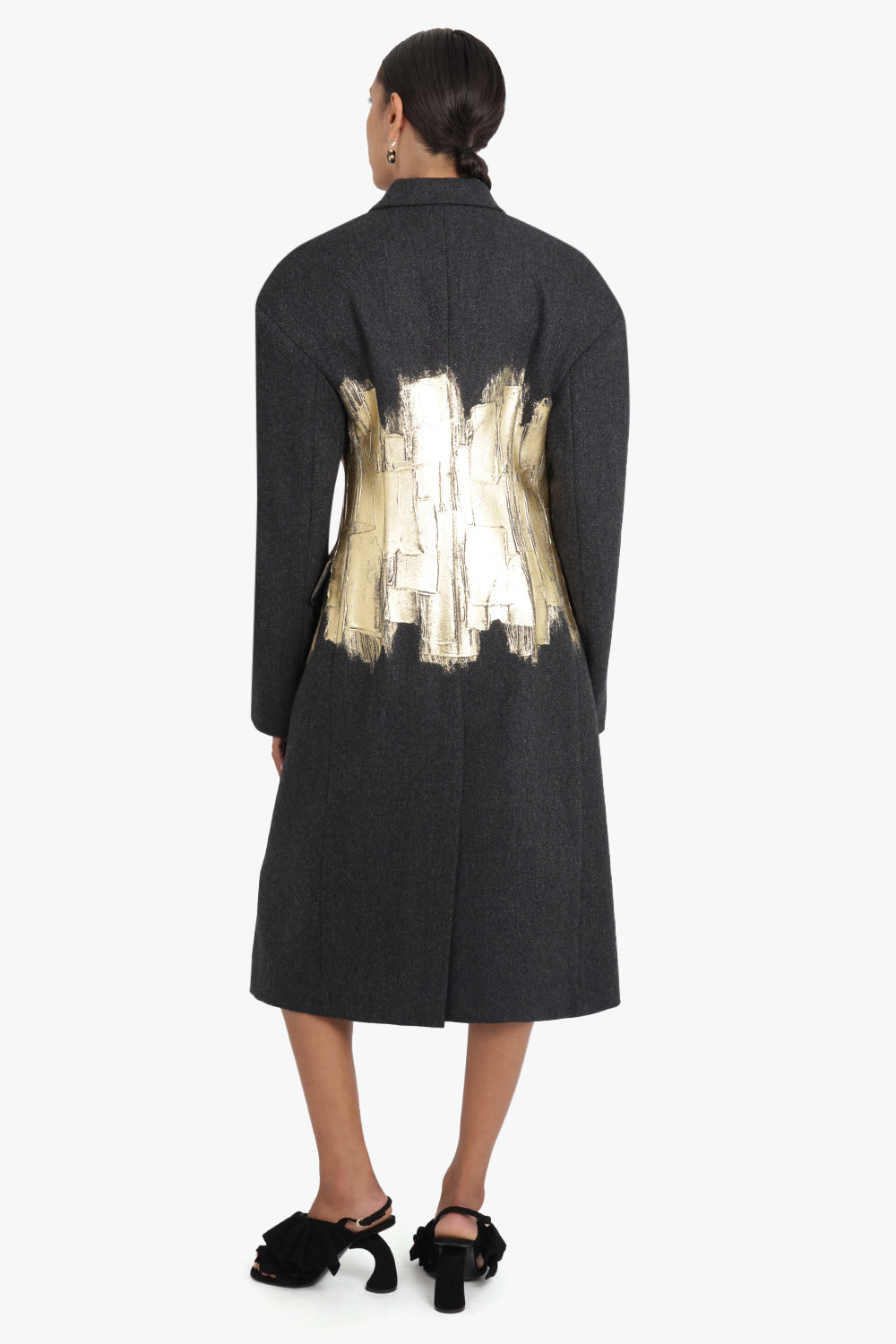 DRIES VAN NOTEN RTW Single Breasted Hand Painted Coat | Anthracite