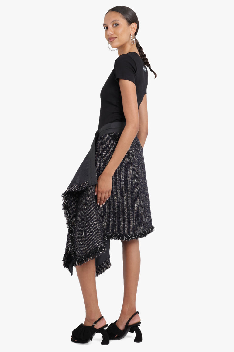 SACAI RTW Asymmetric Tweed Skirt | Black