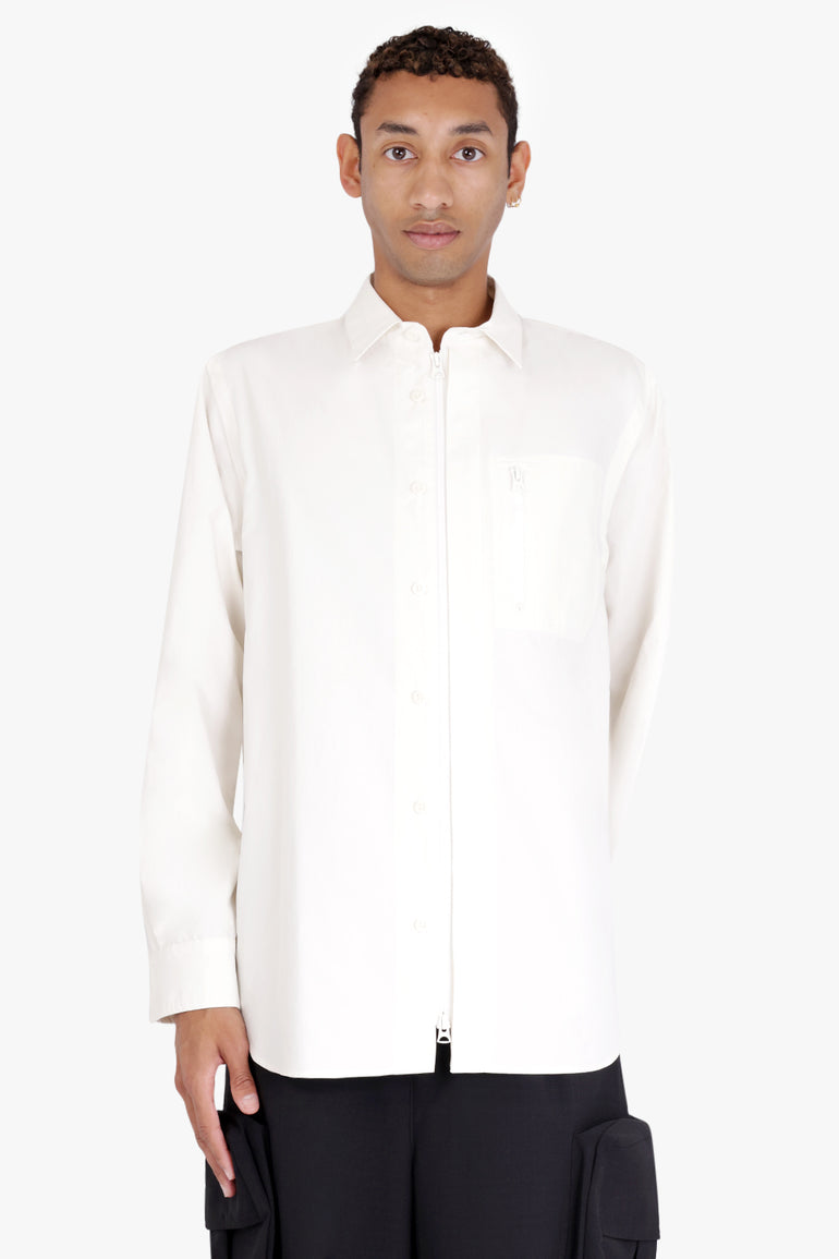 SACAI RTW Matte Taffeta Long Sleeve Shirt | Off White