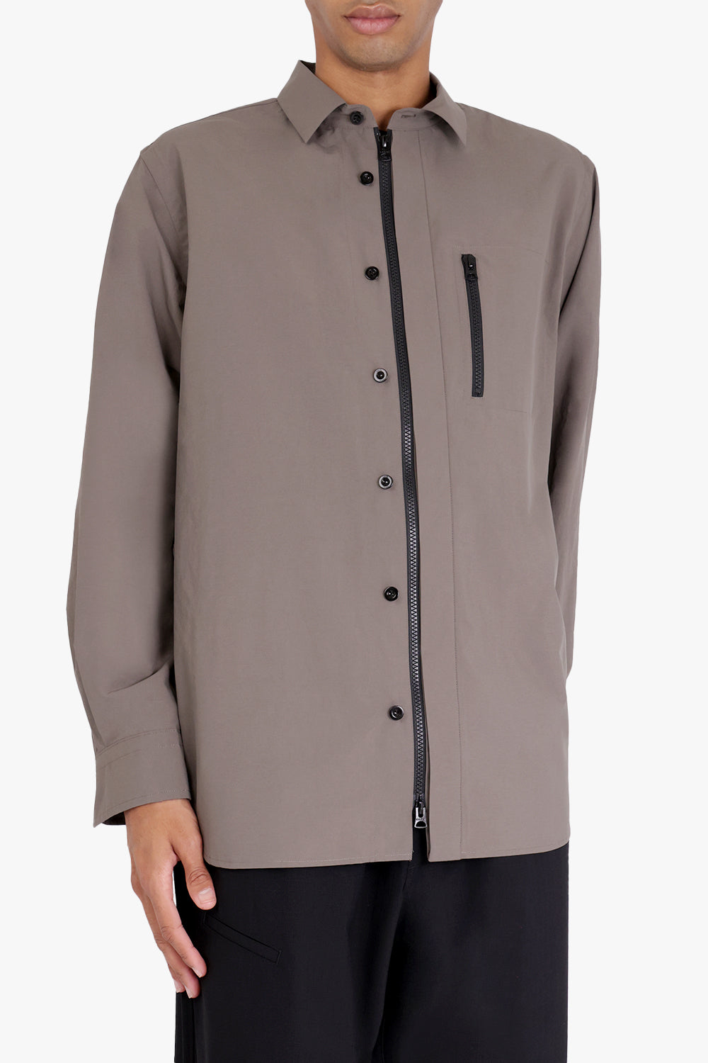Matte Taffeta Long Sleeve Shirt | Taupe – Parlour X