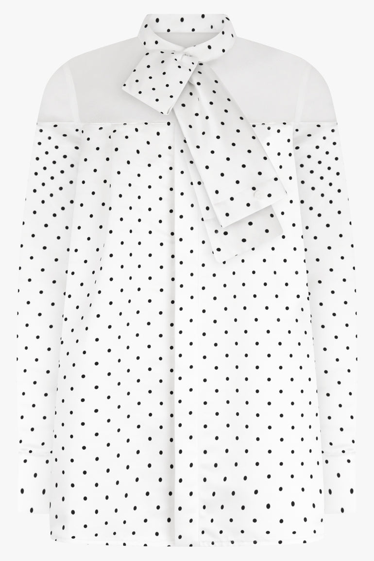 SACAI RTW Polka Dot Flock Print Shirt | Off White