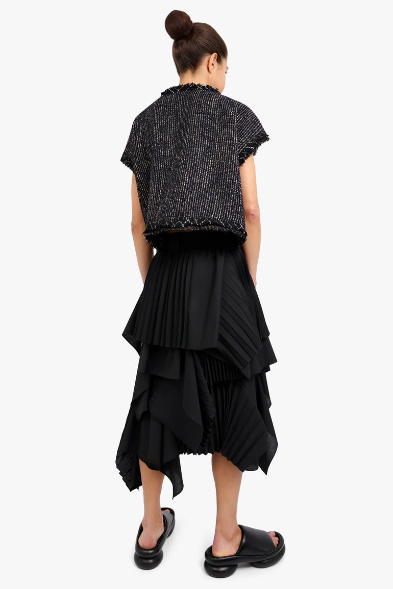 SACAI RTW Suiting Tiered Mix Skirt | Black