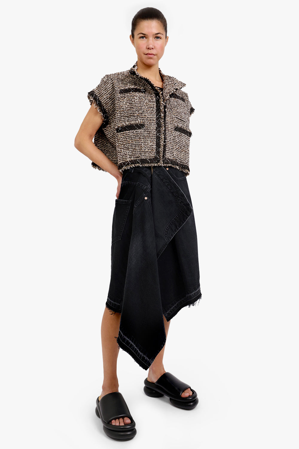 SACAI RTW Denim Asymmetric Skirt | Black