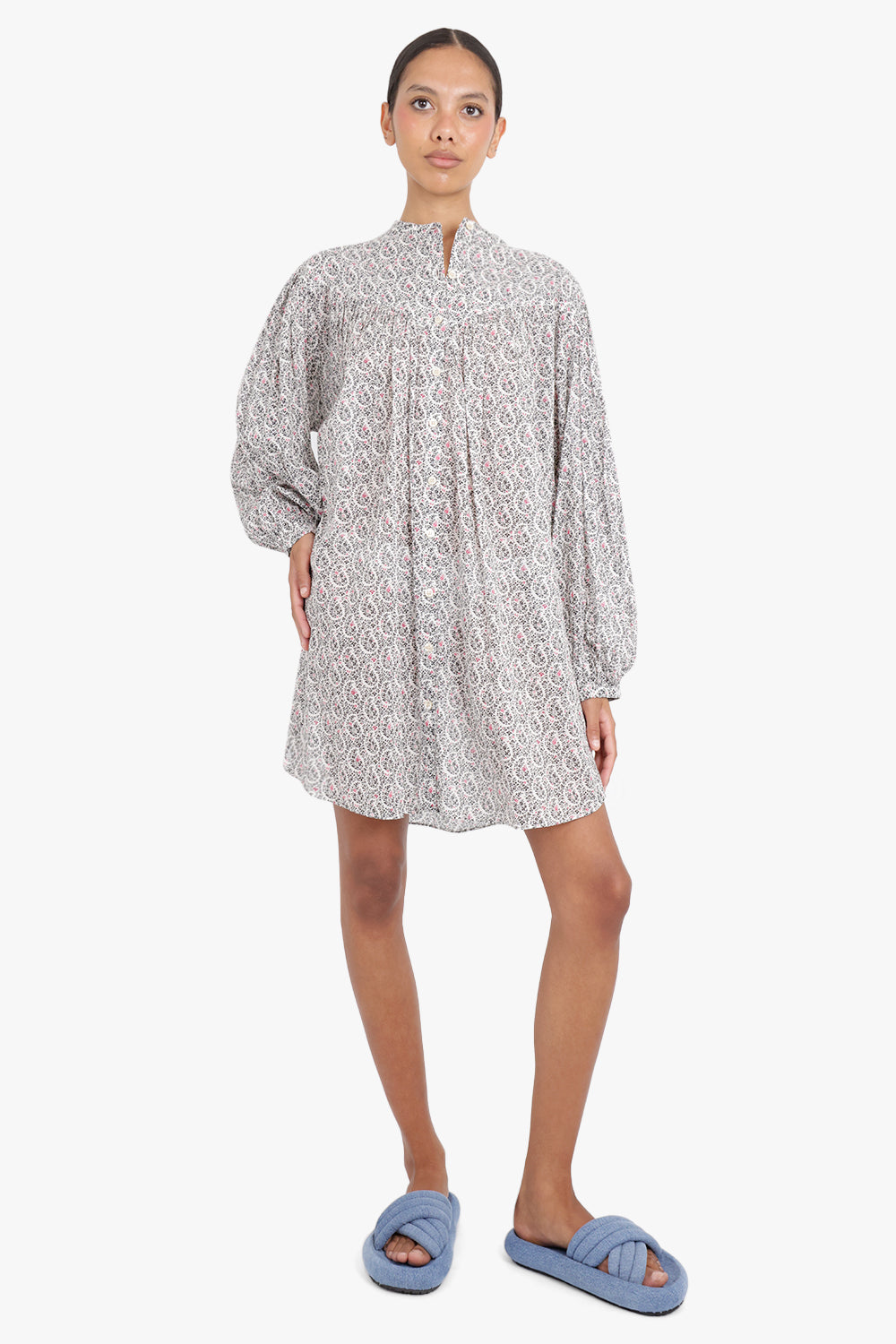 ISABEL MARANT RTW ETOILE MILDI PAISLEY MINI DRESS | ECRU