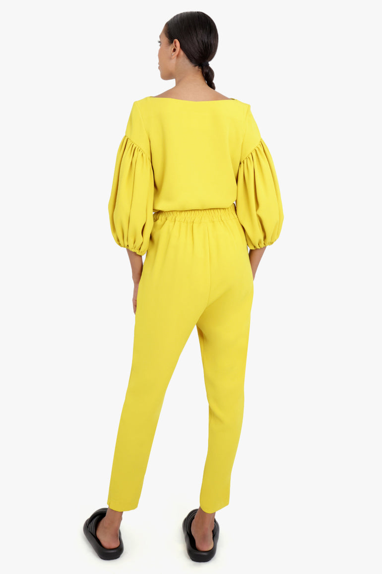 MAISON POI FLUID PUFF SLEEVE BLOUSE YELLOW NEW SEASON ONLINE
