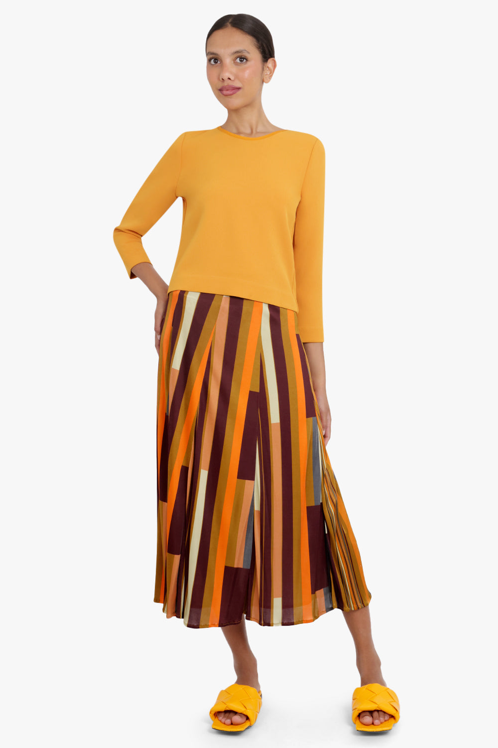 MIMI LIBERTE RTW LATEICIA STRIPED SKIRT BROWN