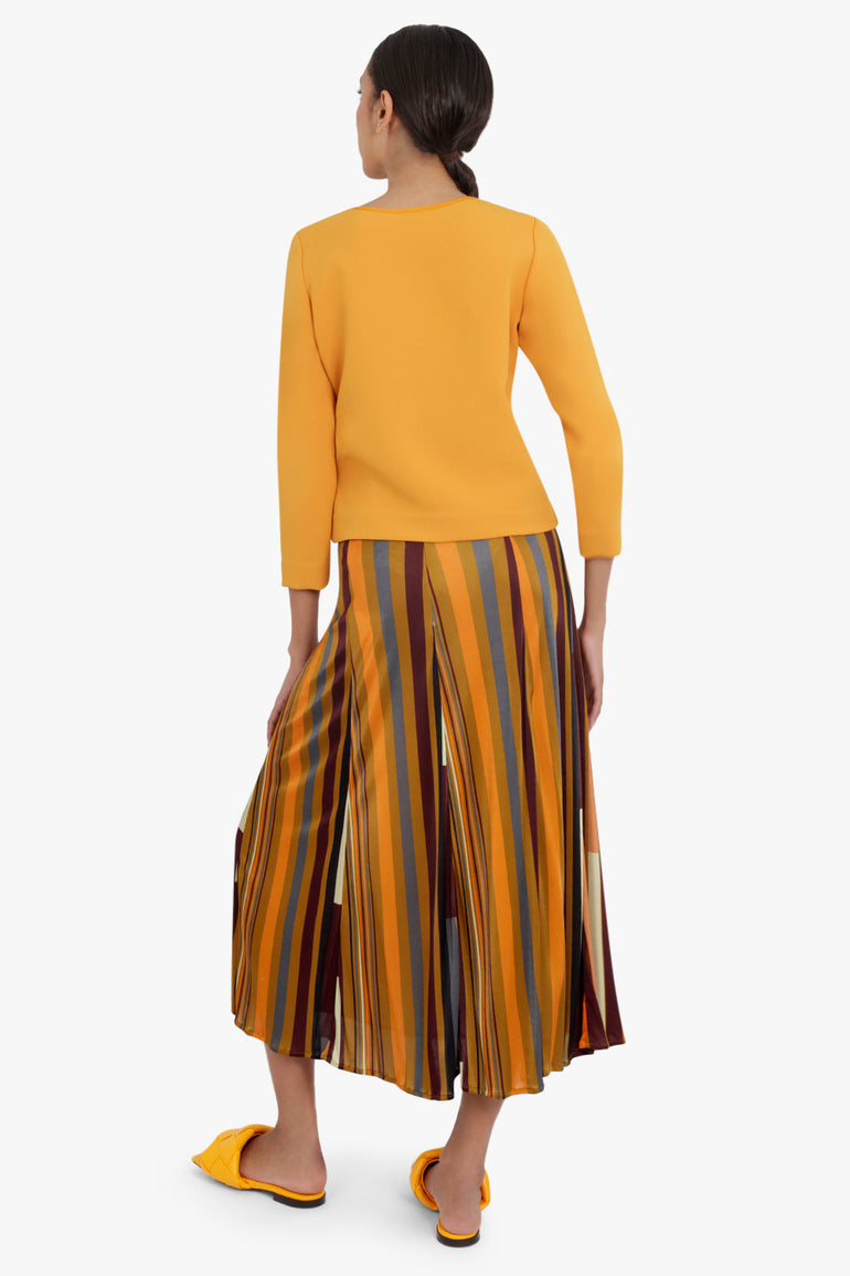 MIMI LIBERTE RTW LATEICIA STRIPED SKIRT BROWN