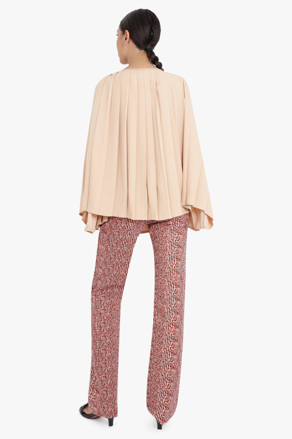 MM6 BY MAISON MARGIELA RTW PINK PLEATED CAPE BLOUSE WITH TIE NUDE