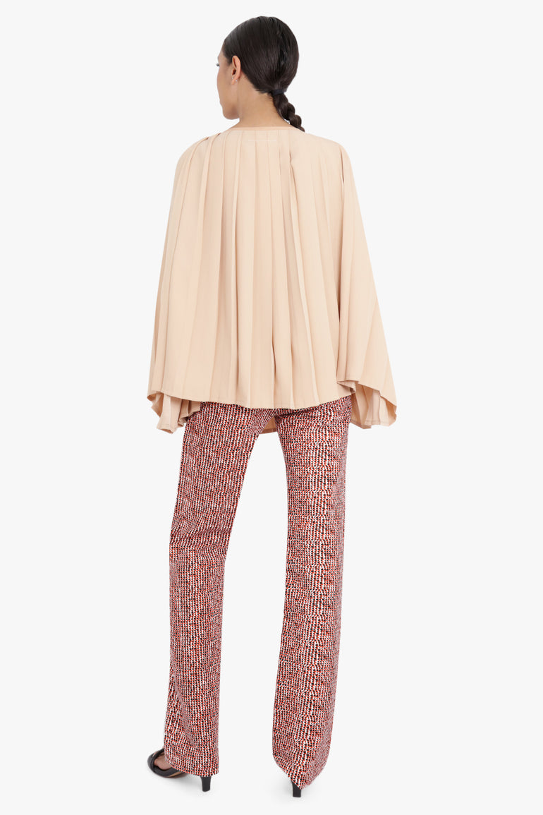 MM6 BY MAISON MARGIELA RTW PINK PLEATED CAPE BLOUSE WITH TIE NUDE