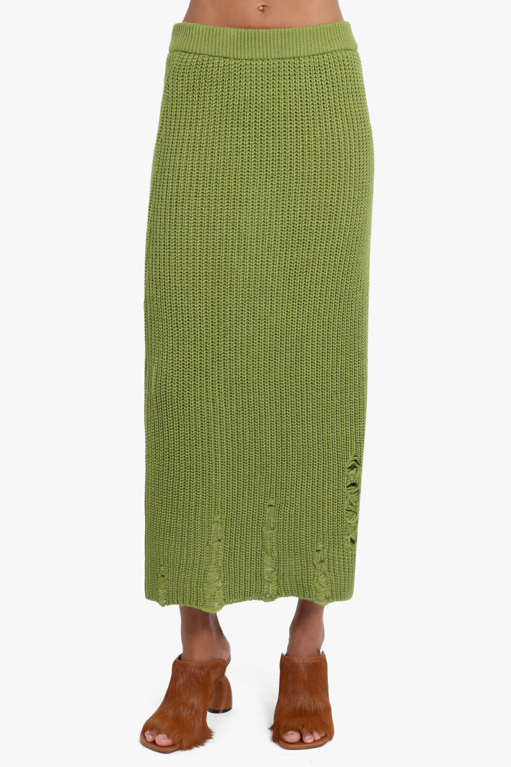 SONG FOR THE MUTE RTW Distressed Skirt in Chain Mail | Green