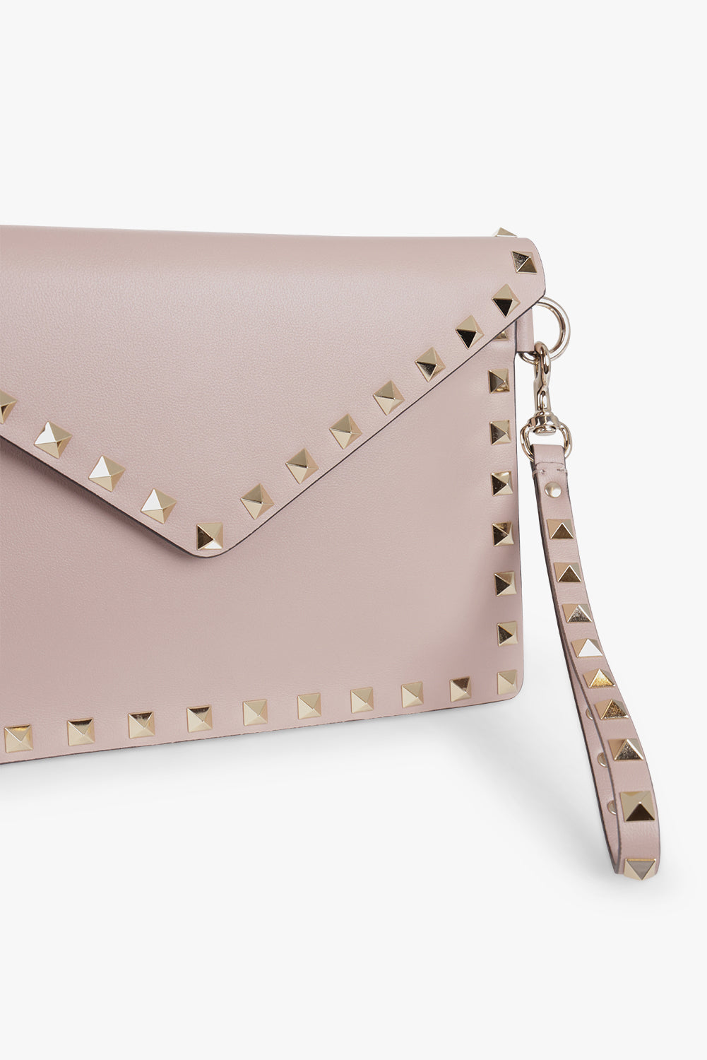 VALENTINO BAGS PINK ROCKSTUD MEDIUM POUCH SMOOTH POUDRE