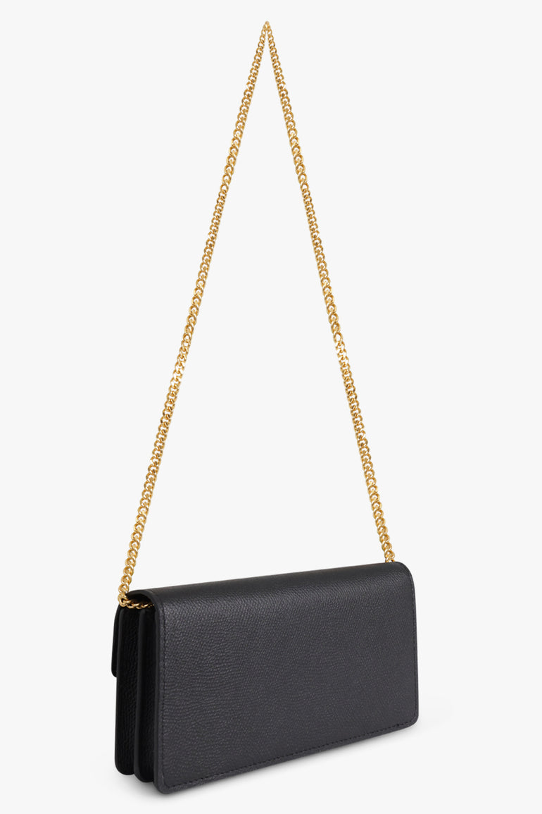 VALENTINO BAGS BLACK VRING SIGNATURE WALLET ON CHAIN BLACK