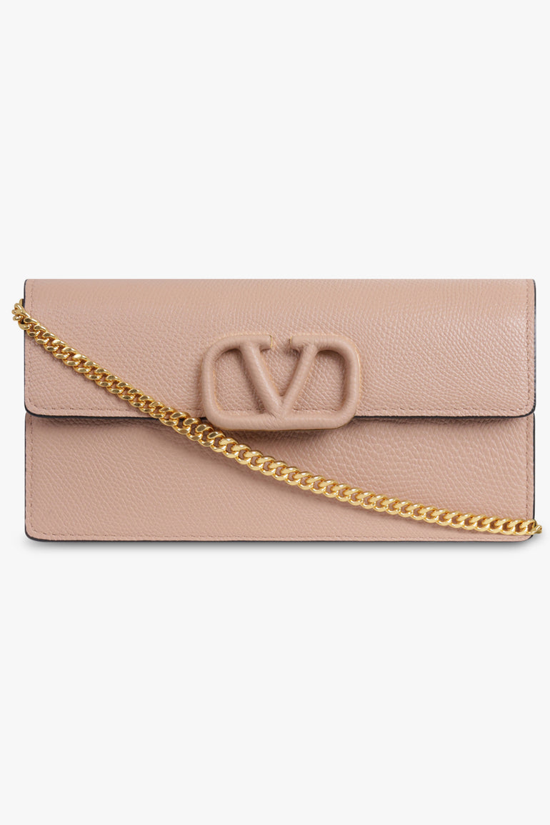 VALENTINO BAGS PINK VRING SIGNATURE WALLET ON CHAIN ROSE CANNELLE