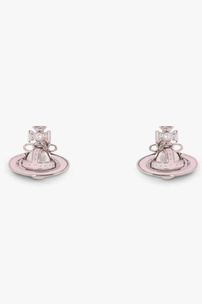 VIVIENNE WESTWOOD ACCESSORIES Silver Simonetta Bas Relief Earrings | Silver/Cream Rose Pearl