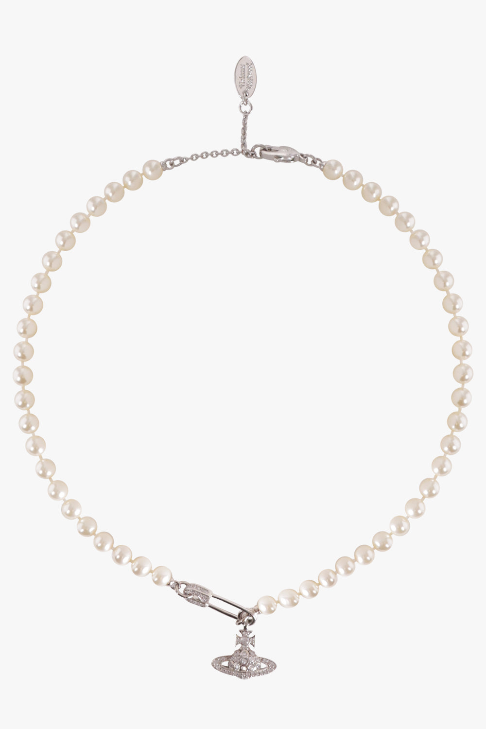 Lucrece Pearl Orb X Safety Pin Necklace | White/Gold – Parlour X