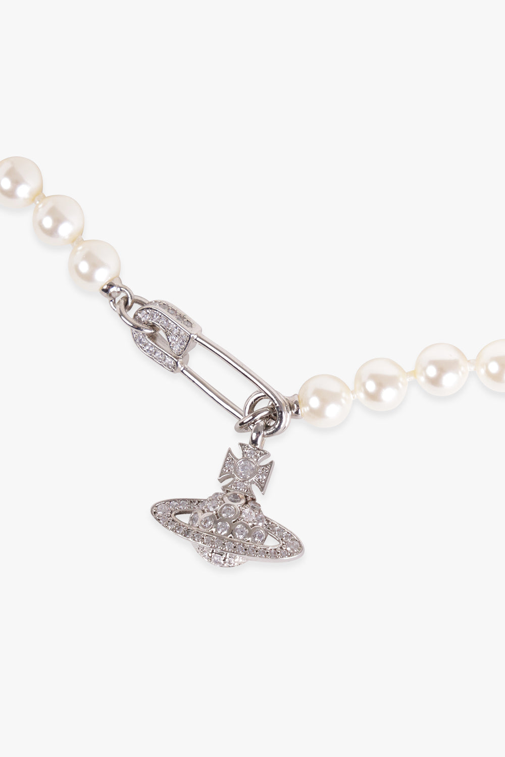 VIVIENNE WESTWOOD ACCESSORIES Silver Lucrece Pearl Necklace | Silver/Light Cream Rose/White