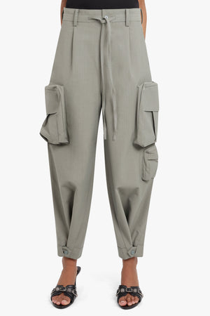Y-3 RTW Wide Leg Cotton Cargo Pants | Stone Green