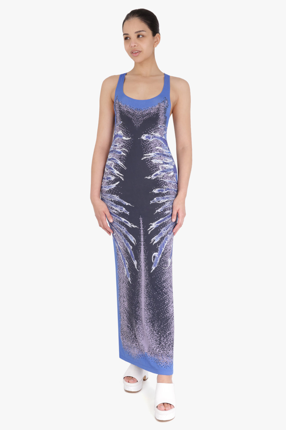 Y/PROJECT RTW Whisker Print Sleeveless Dress | Blue