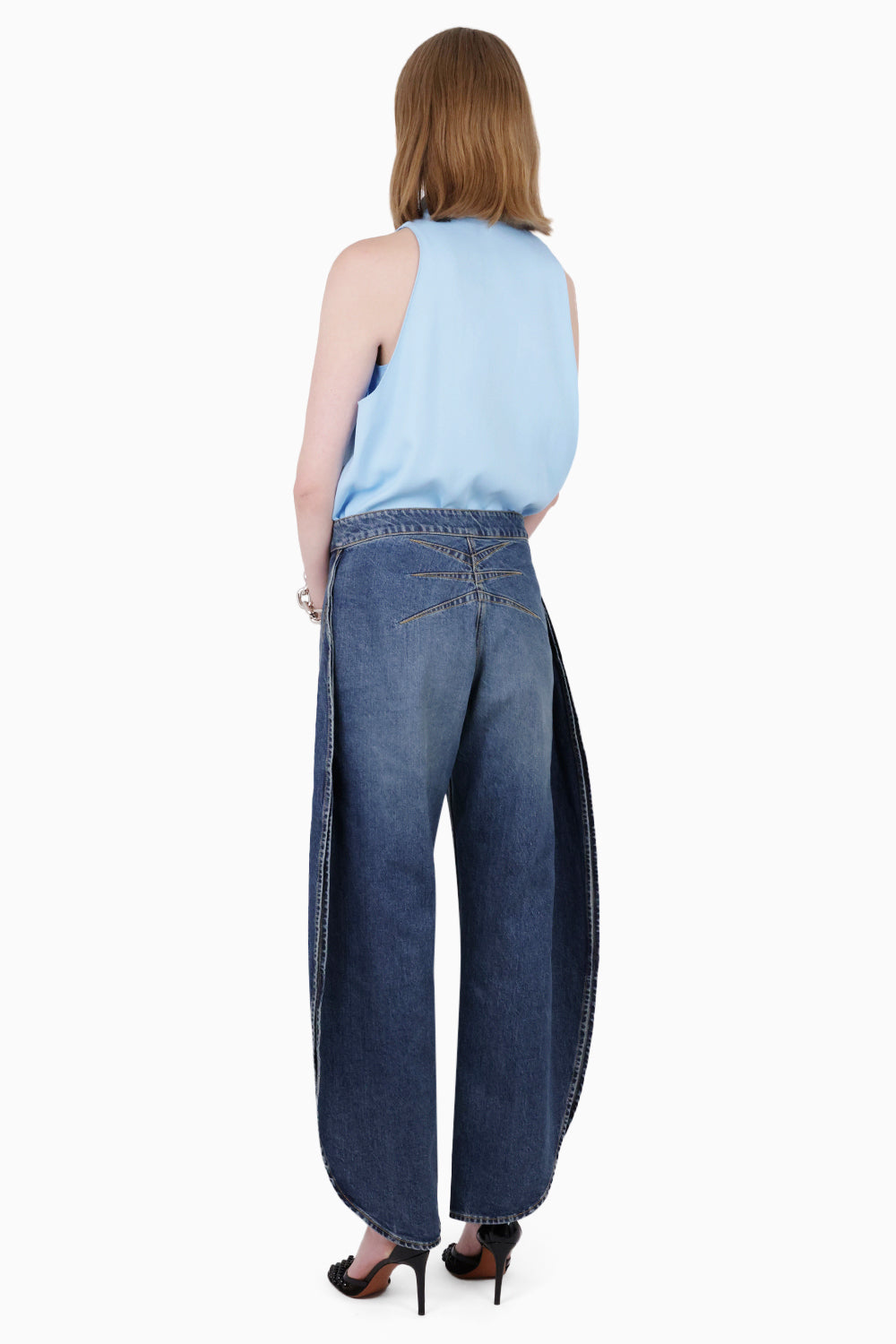 ALAIA RTW Folded Halterneck S/Less Top | Light Blue