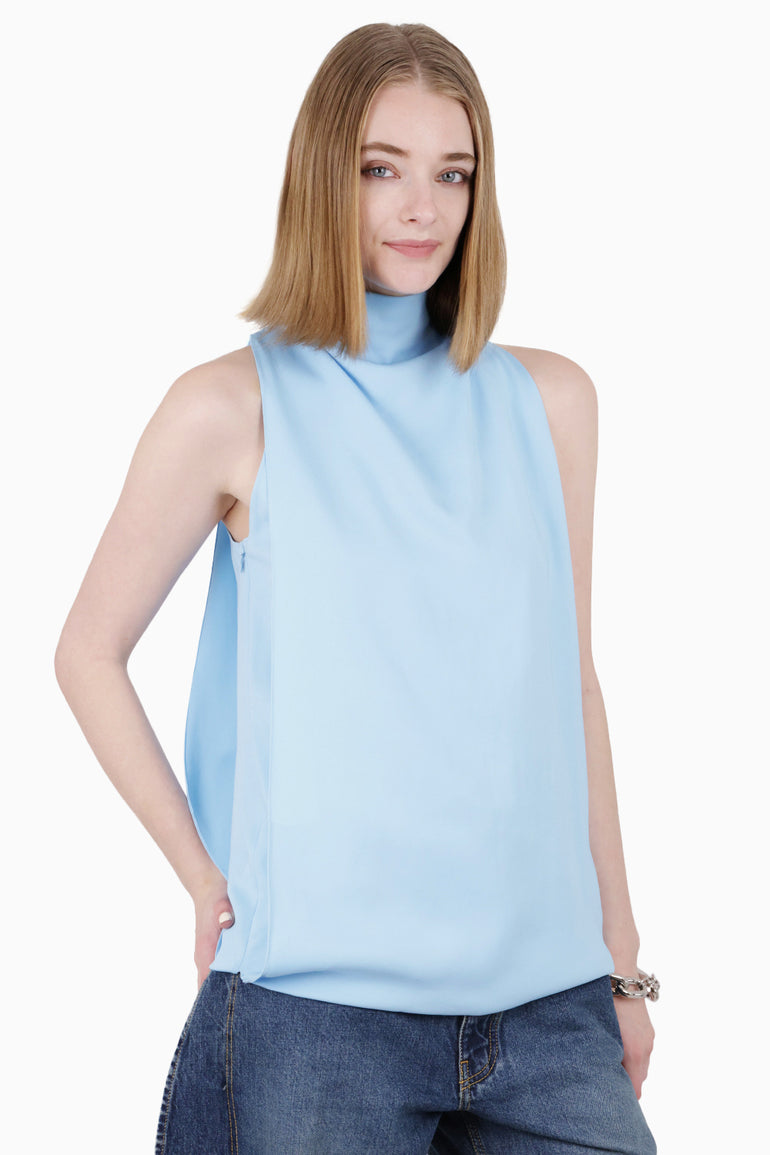 ALAIA RTW Folded Halterneck S/Less Top | Light Blue