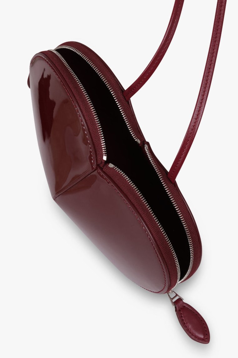 Le Coeur Patent Heart Shaped Bag Garnet Red – Parlour X