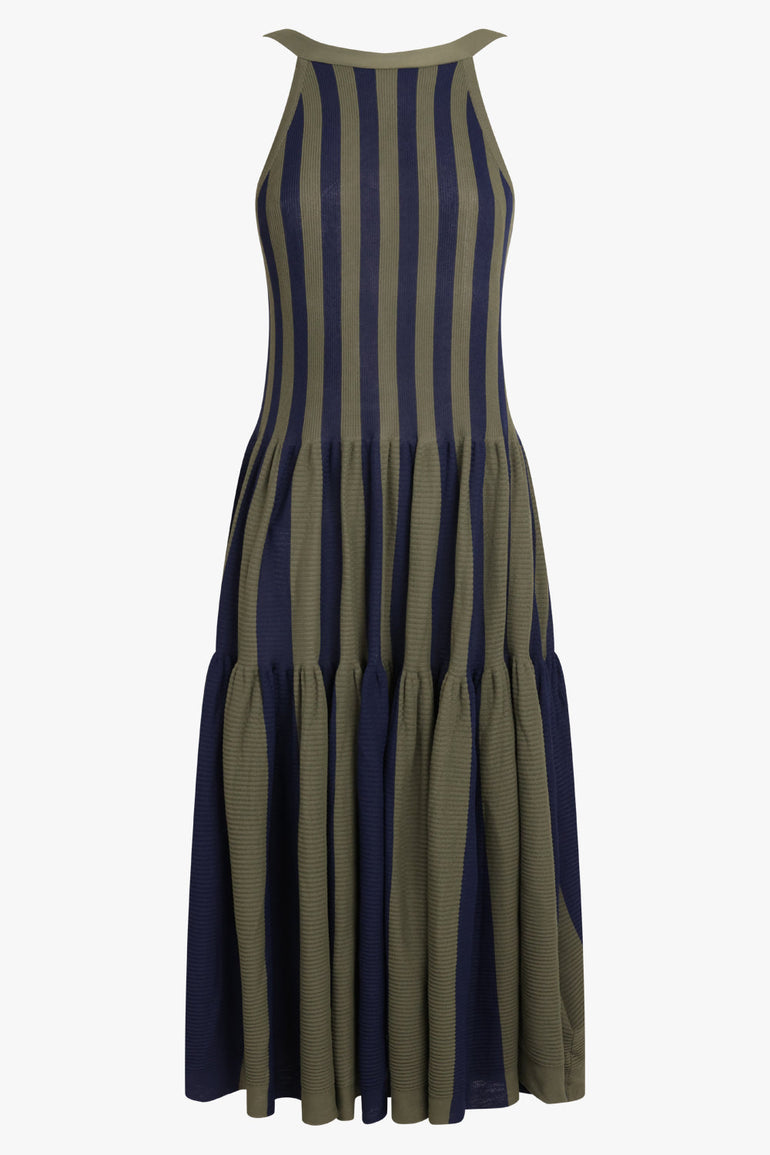 Cascades S/Less Stripe Maxi Dress | Navy/Green Parlour X Cascades S/Less Stripe Maxi Dress | Navy/Green Parlour X