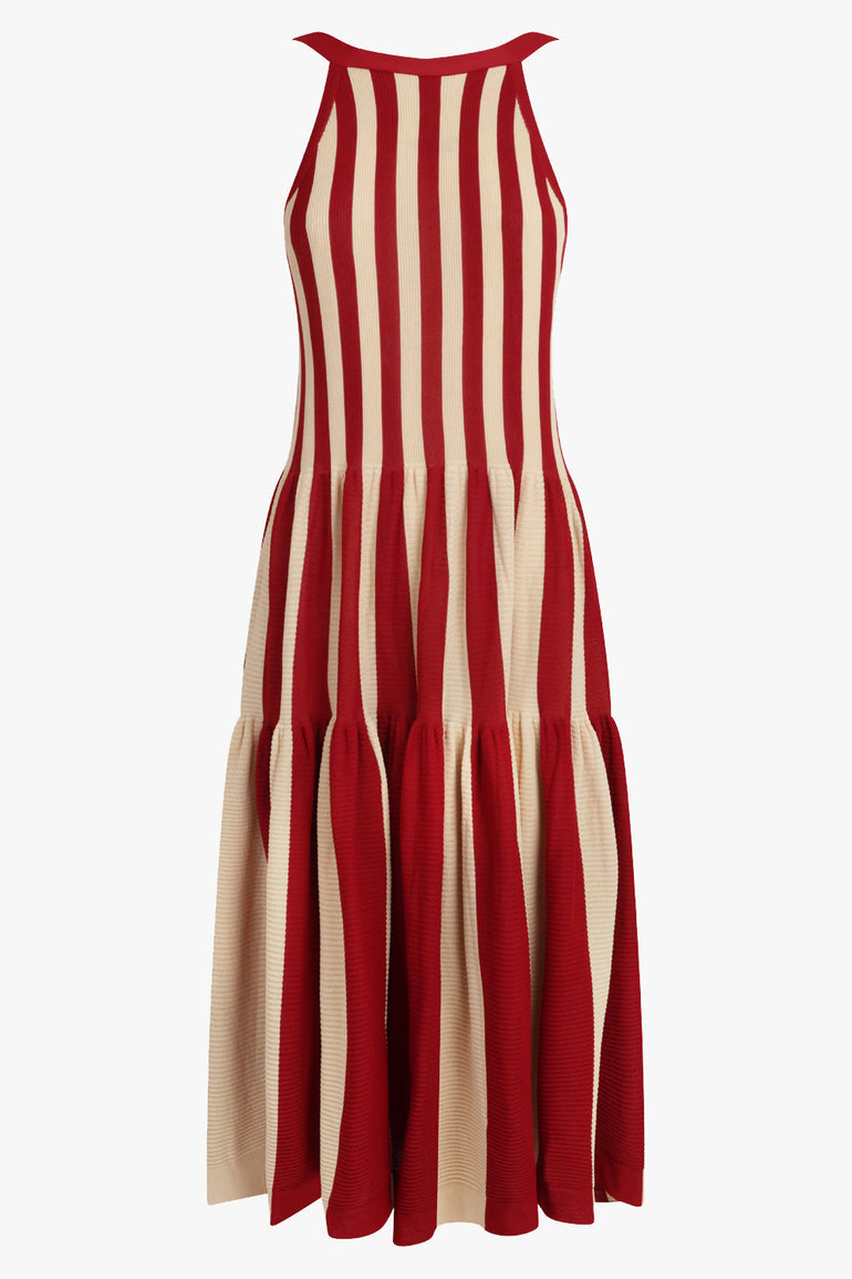 Cascades S/Less Stripe Maxi Dress | Red/Beige Parlour X Cascades S/Less Stripe Maxi Dress | Red/Beige Parlour X