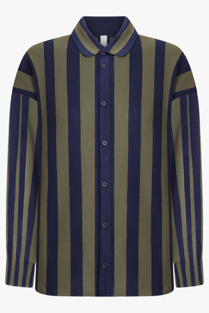CFCL RTW Cascades Stripe L/S Oversized Shirt | Navy/Green