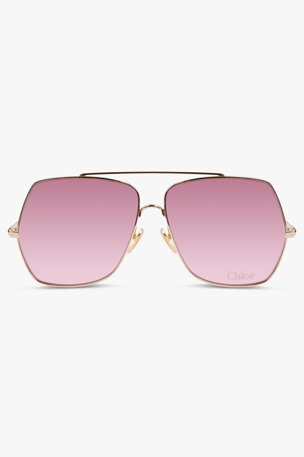 CHLOE ACCESSORIES GOLD / PINK CH02785 Rectangular Solared Sunglasses | Gold/Red