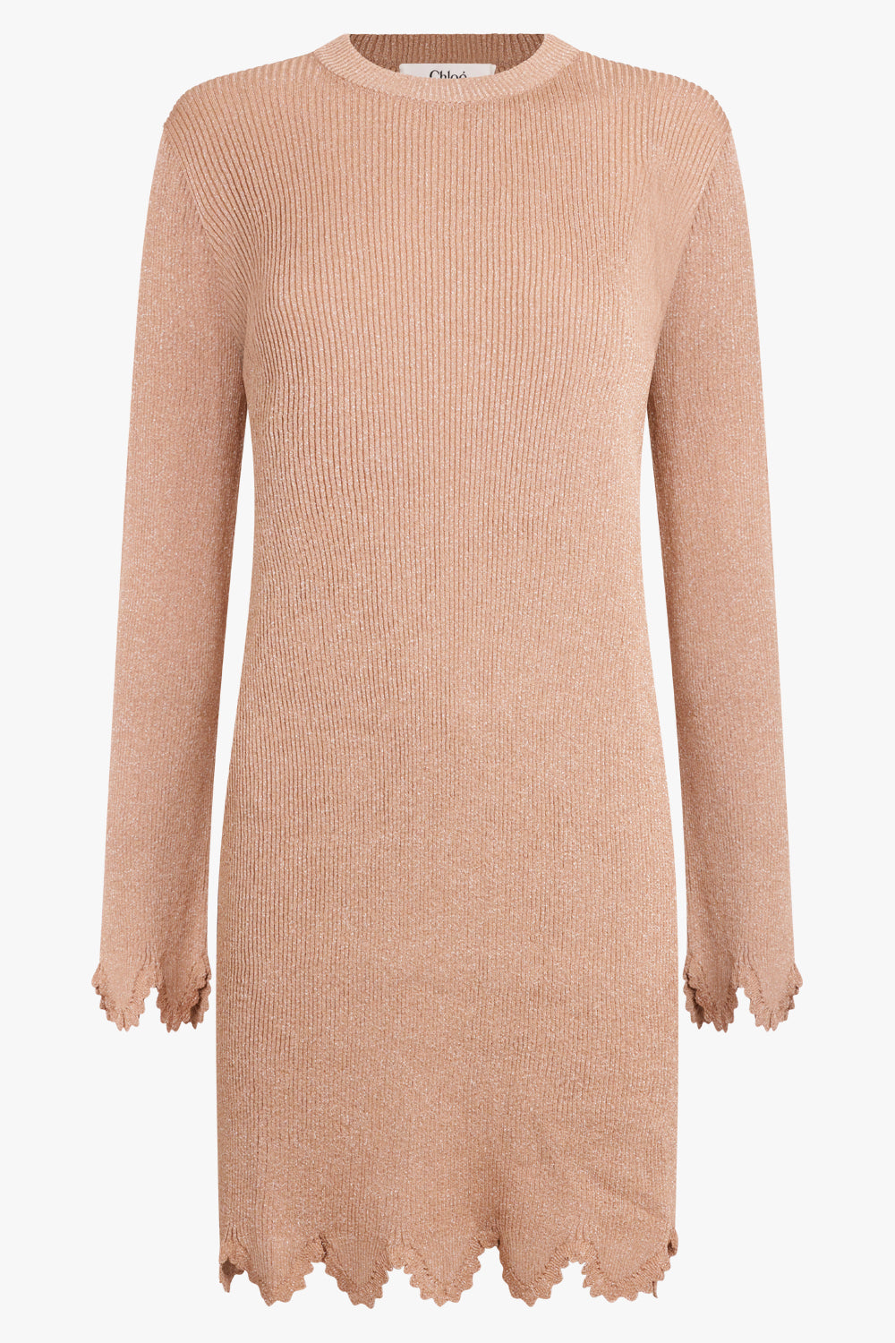 CHLOE RTW Scalloped Lurex Mini Dress | Lovely Beige