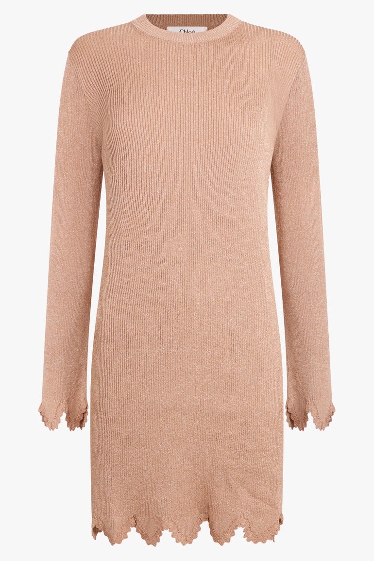 CHLOE RTW Scalloped Lurex Mini Dress | Lovely Beige
