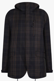COMME DES GARCONS HOMME RTW Check Print Parker Jacket With Pocket Detail | Navy/Burgundy