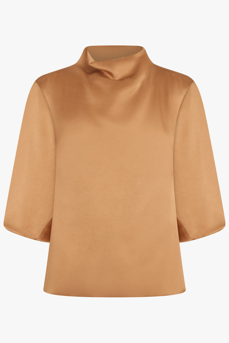 DRIES VAN NOTEN RTW Clari High Neck S/S Top | Light Rust