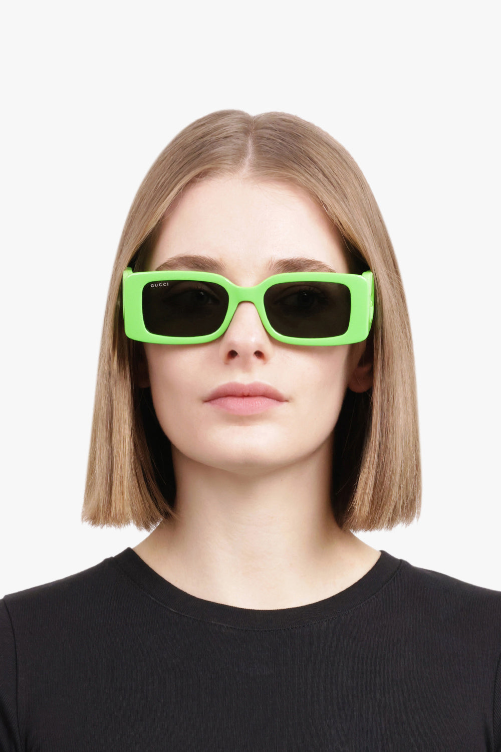 GG1325S 54 Rectangle Frame Side Logo Sunglasses | Green – Parlour X