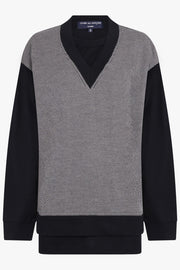 COMME DES GARCONS HOMME RTW Layered T-Shirt/Print Knit L/S T-Shirt | Black/White