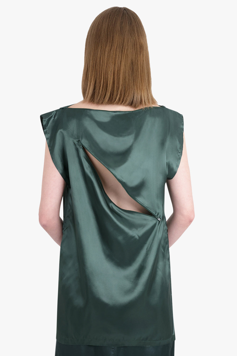 MM6 BY MAISON MARGIELA RTW Drape S/Less Boat Neck Top | Green