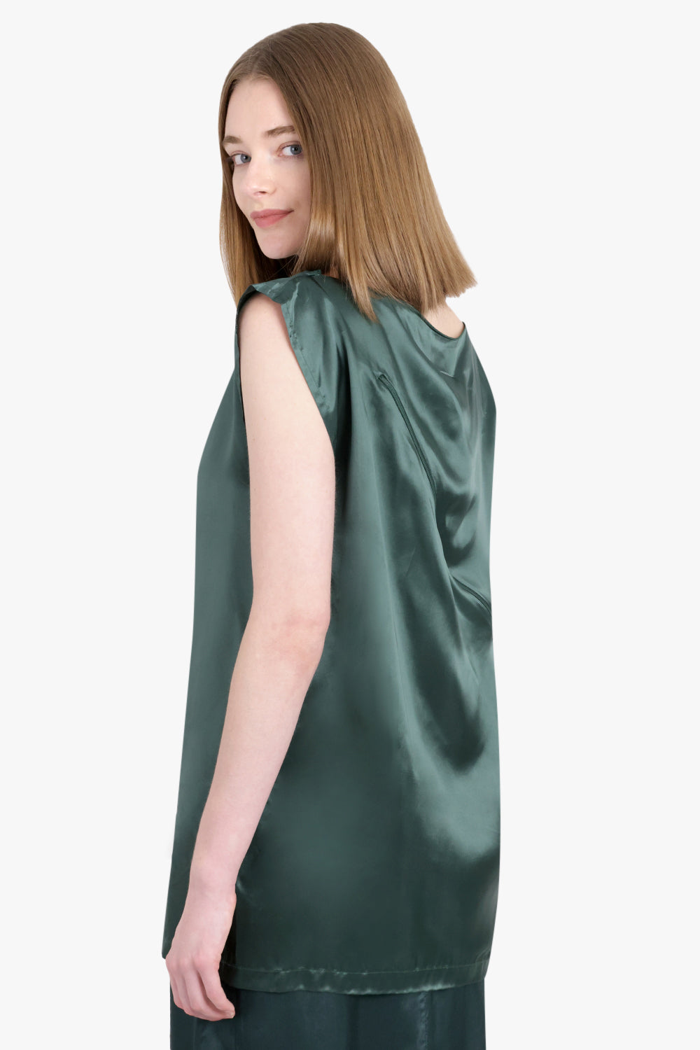 MM6 BY MAISON MARGIELA RTW Drape S/Less Boat Neck Top | Green