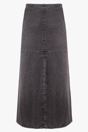 MM6 BY MAISON MARGIELA RTW WASHED DENIM FRONT SLIT MIDI SKIRT | WASHED GREY