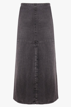 MM6 BY MAISON MARGIELA RTW WASHED DENIM FRONT SLIT MIDI SKIRT | WASHED GREY