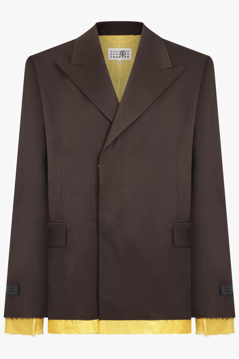 MM6 BY MAISON MARGIELA RTW Shirt Detail Blazer Jacket | Brown/Yellow