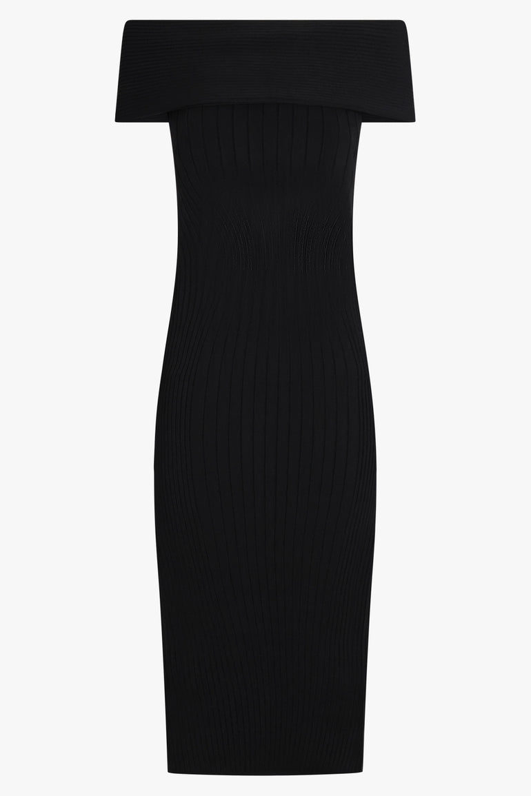 Off Shoulder Sculpting Knit Midi Dress | Black Parlour X Off Shoulder Sculpting Knit Midi Dress | Black Parlour X