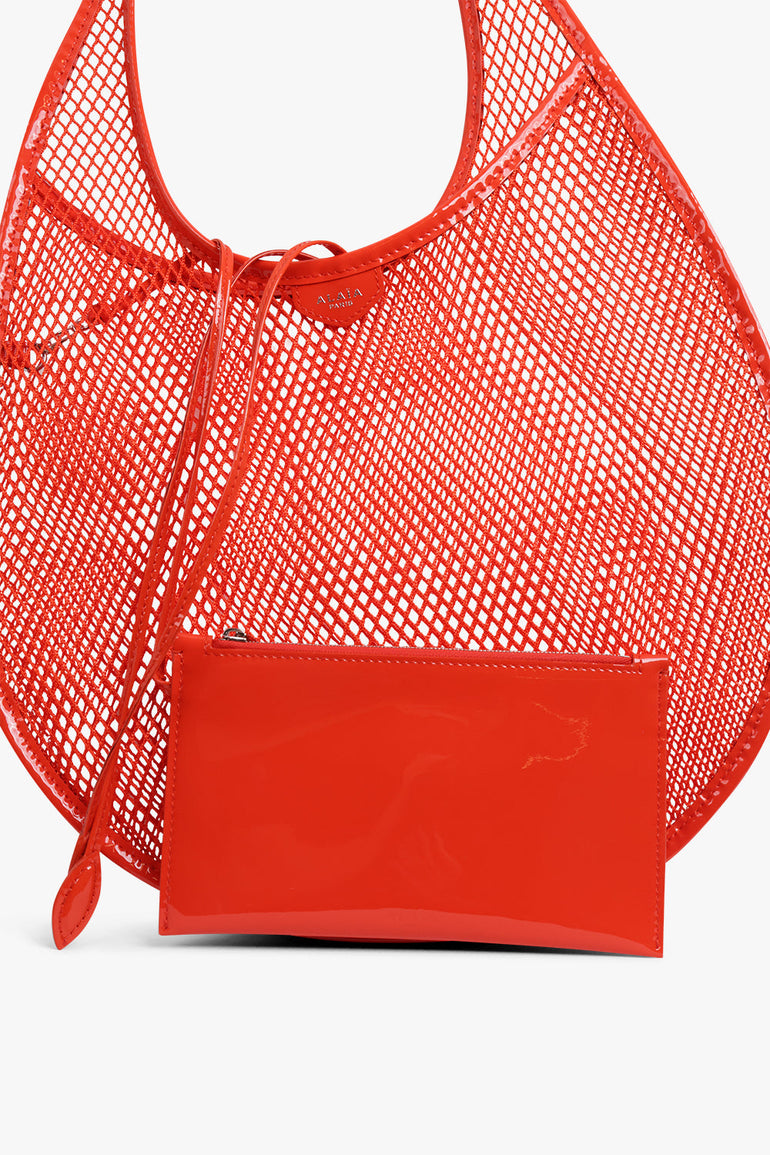 ALAIA BAGS ORANGE / 319 - ORANGE SANGUINE One Piece Medium Fishnet Mesh Hobo Bag | Orange