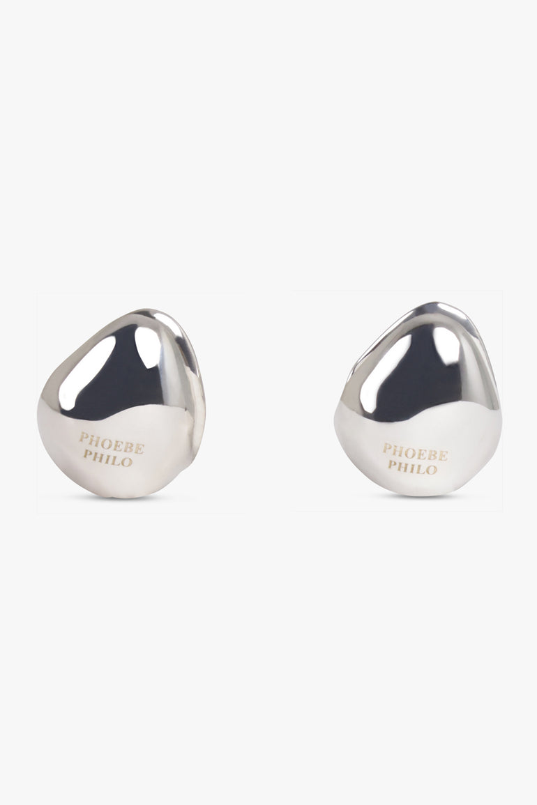 PHOEBE PHILO JEWELLERY SILVER / SILVER Pebble Stud Hoop Earrings | Silver