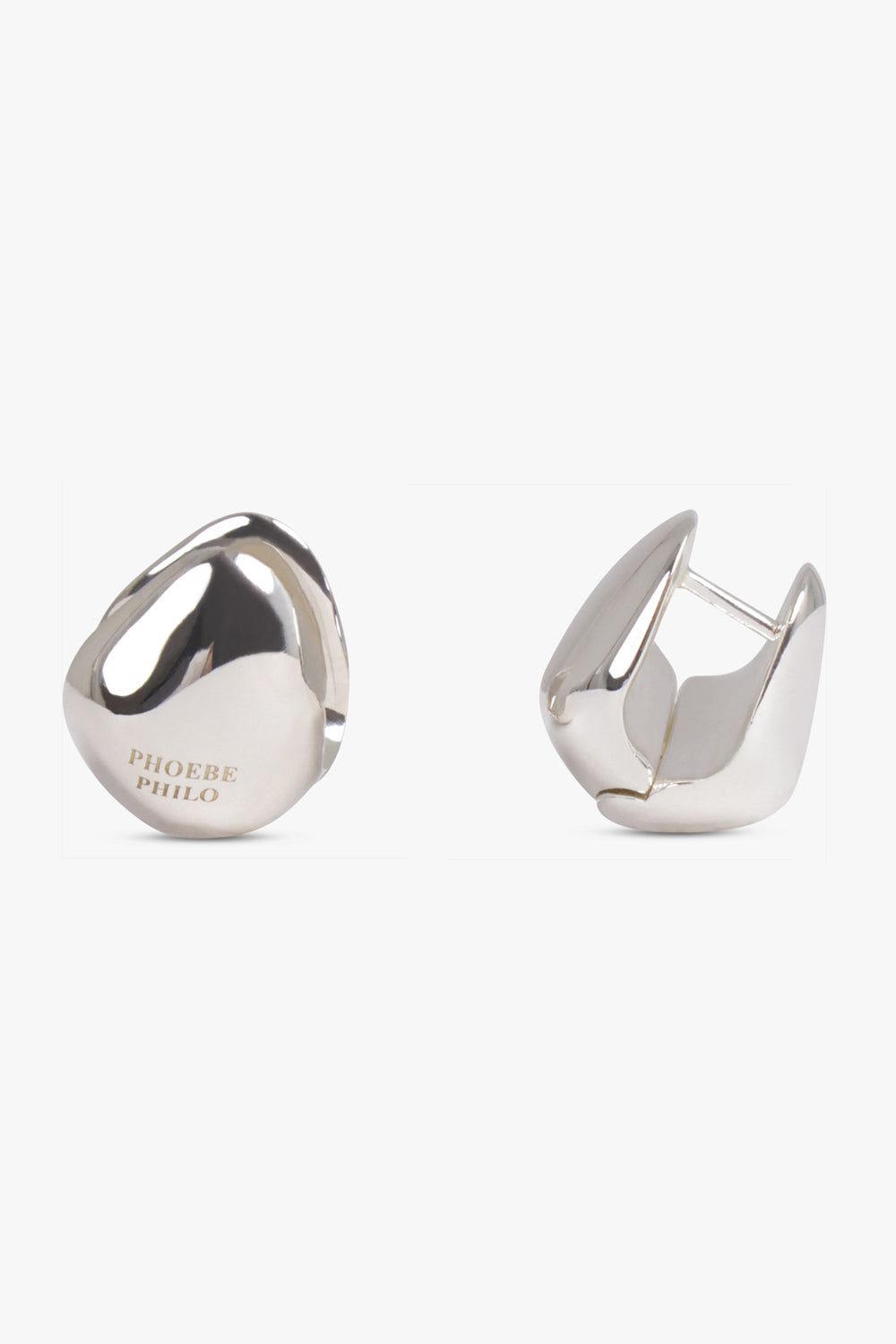 PHOEBE PHILO JEWELLERY SILVER / SILVER Pebble Stud Hoop Earrings | Silver