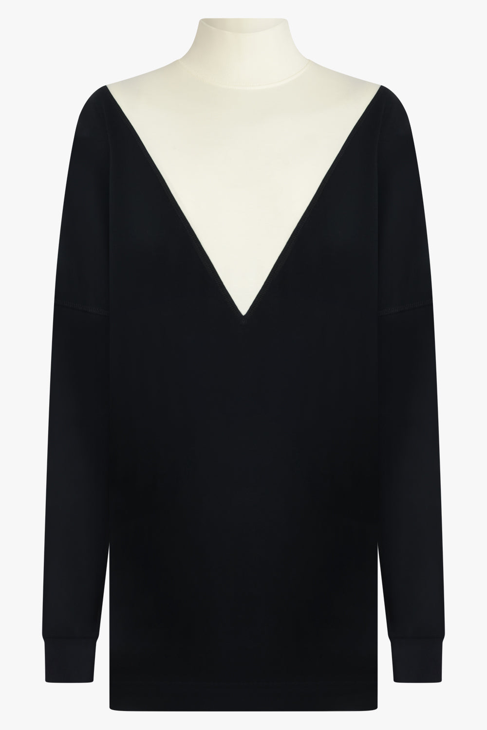 PHOEBE PHILO RTW Slinky V Detail L/S Top | Black/Cream