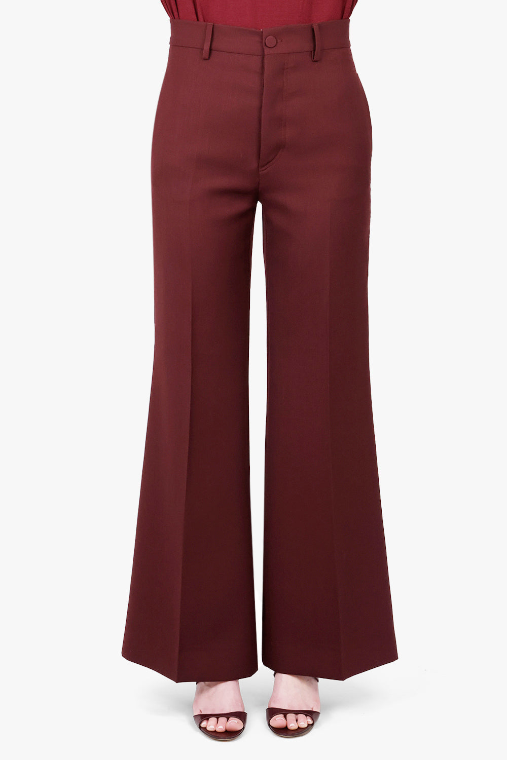 PLAN C RTW Wide Leg Trouser | Burgundy