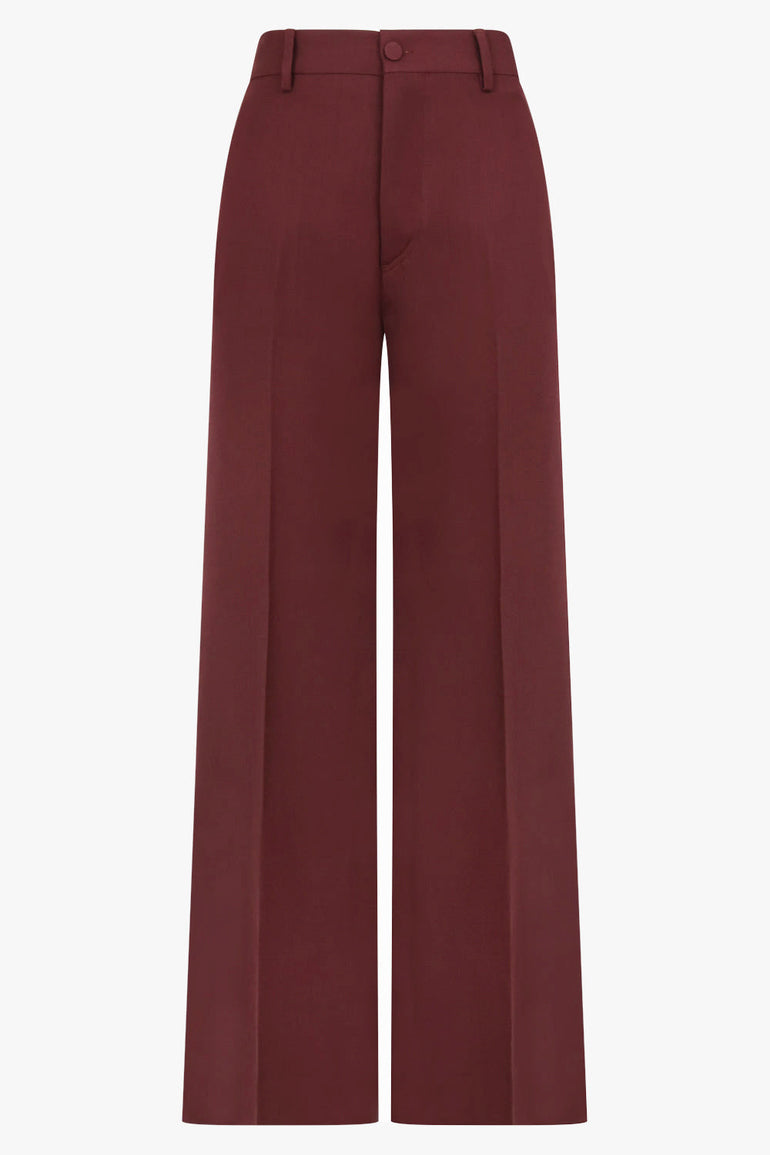 PLAN C RTW Wide Leg Trouser | Burgundy