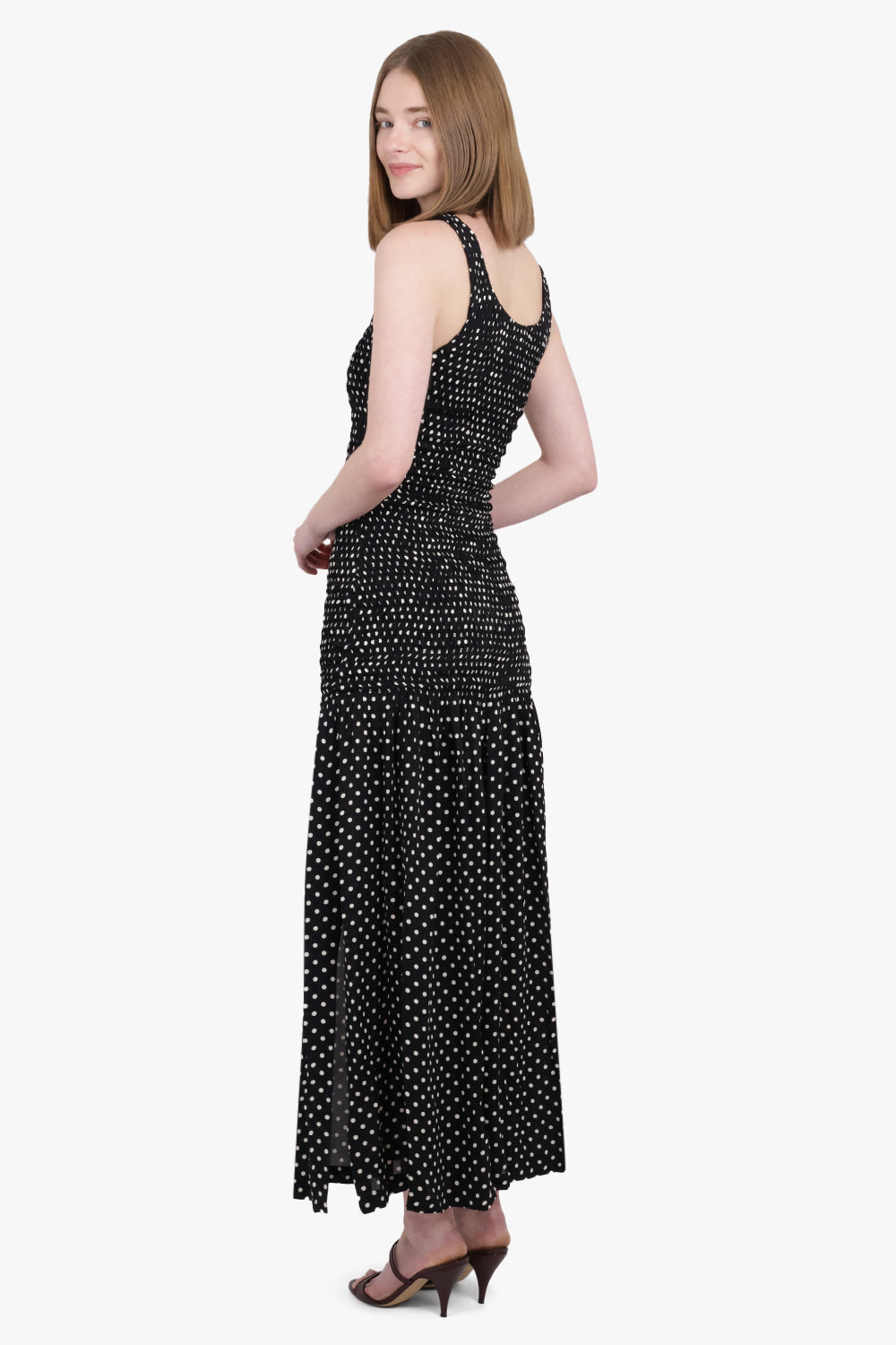 RABANNE RTW Polka Dot Print S/Less Maxi Dress | Black/White